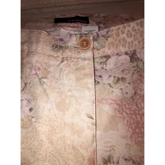 Cosma Nano Fabric Floral Pink & Beige 16P Cotton Blend Pants with Spandex - Picture 6 of 12